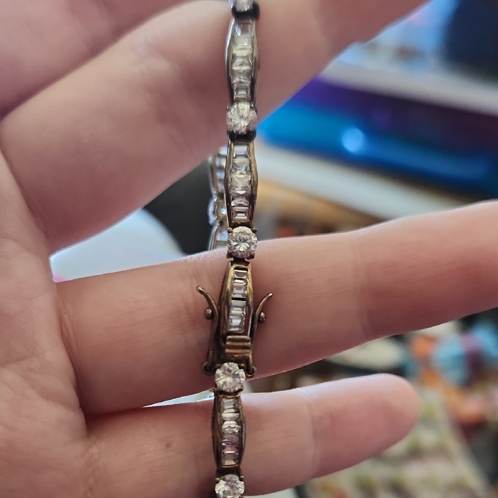 Source Unknown Gold and Silver Crystal Bracelet